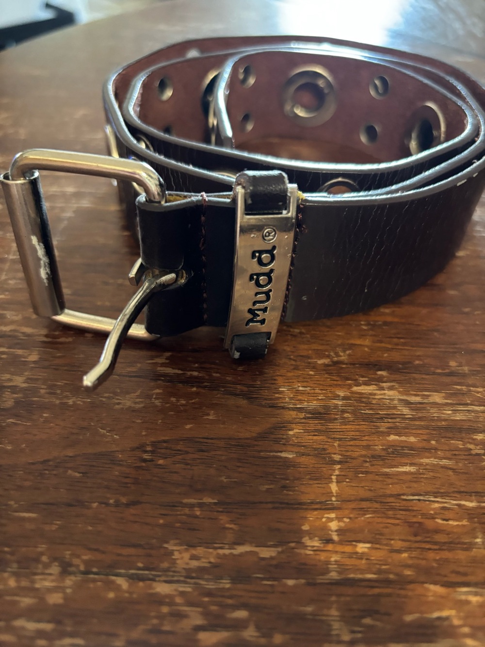 Mudd® woman’s Black Leather Belt with Metal Eyelet Detailing